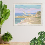 Konst för havets kuststrutsstrand fototryck<br><div class="desc">Transport dig själv till en sommardags serenhaltiga kustblister med den här konsttryckningen poster och fångat kärnan i en stillastående strandscen. De mjuka pastellhuvorna blått, rosa, lila, tan och krämer framkallar en lugnande aura av en kustsolnedgång eller soluppgång, där havets milda surfa kysser kusten. När fiskmås dansar på varm sommarbryggning kapslar...</div>