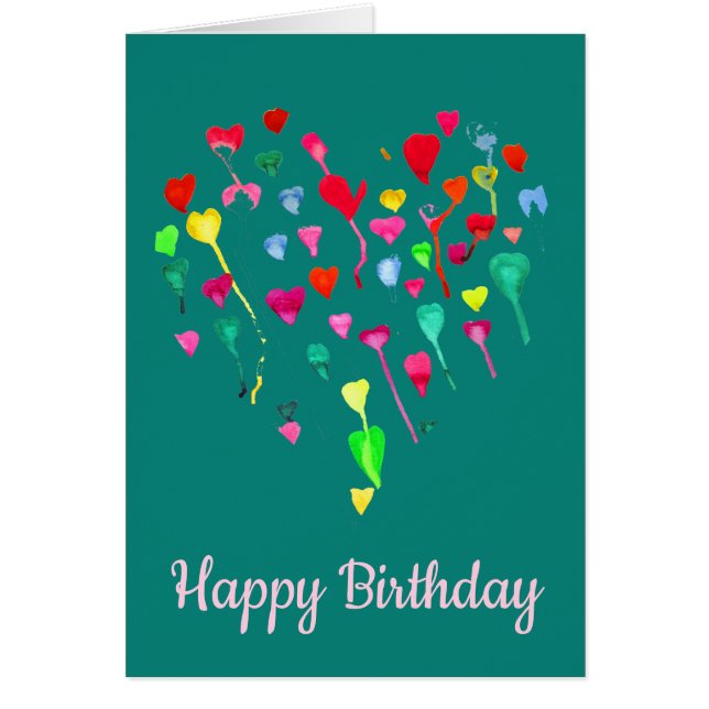 Konst för hjärta för födelsedaghjärtor nyckfull hälsningskort (Framsidan)