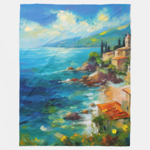 Konst för Italien av blanket Mediterranean Beach C Fleecefilt