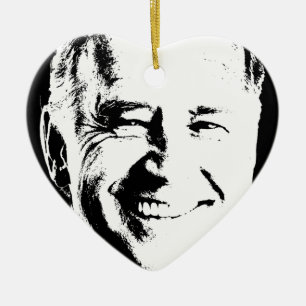 KONST FÖR JOE BIDEN FRIMÄRKEBLÄCK JULGRANSPRYDNAD KERAMIK