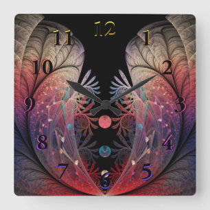 Konst för Jonglage abstrakt modern fantasiFractal Fyrkantig Klocka