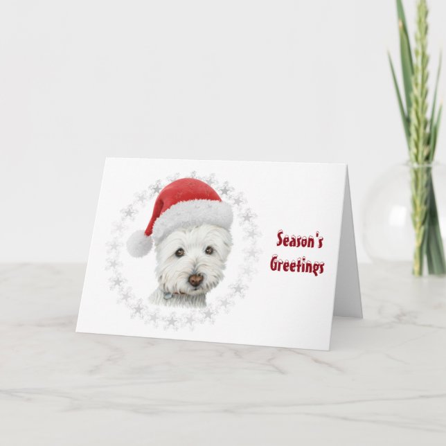 Konst för julWestie hund Helgkort (Framsida)
