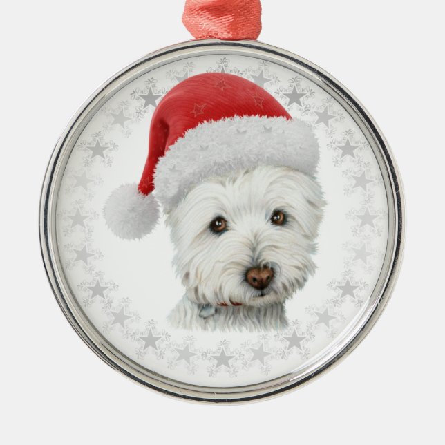 Konst för julWestie hund Julgransprydnad Metall (Framsidan)