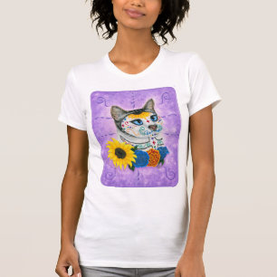 Konst för katt för skalle för socker för day o t-shirt