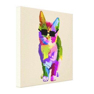 Konst för kattunge för katt för popkonstcoola canvastryck