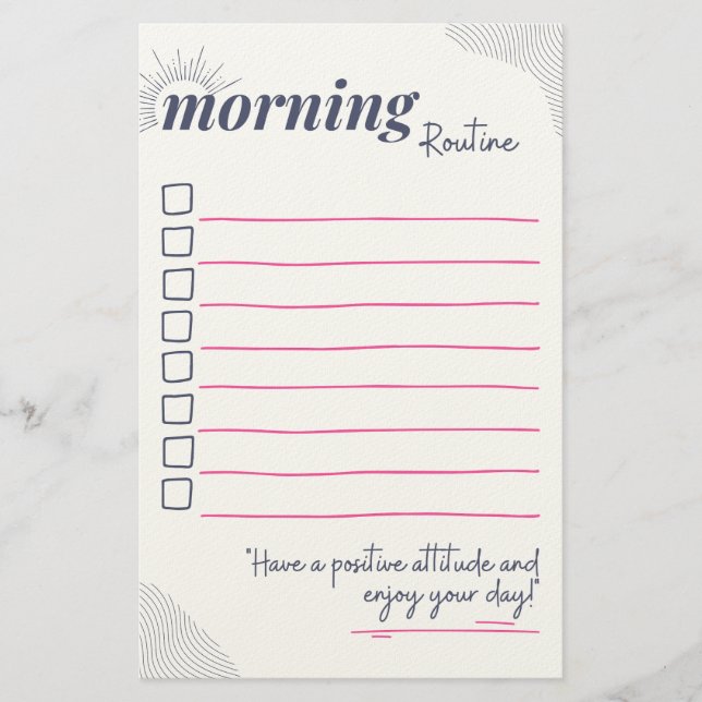 Konst för lugn morgonrutin checklista brevpapper (Framsida)