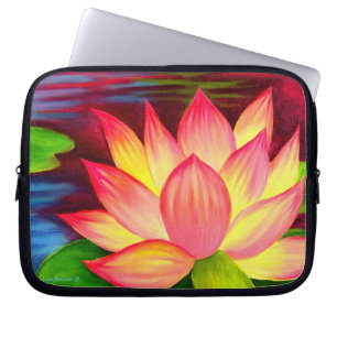 Konst för målning för blomma för lotusblomma f laptop fodral