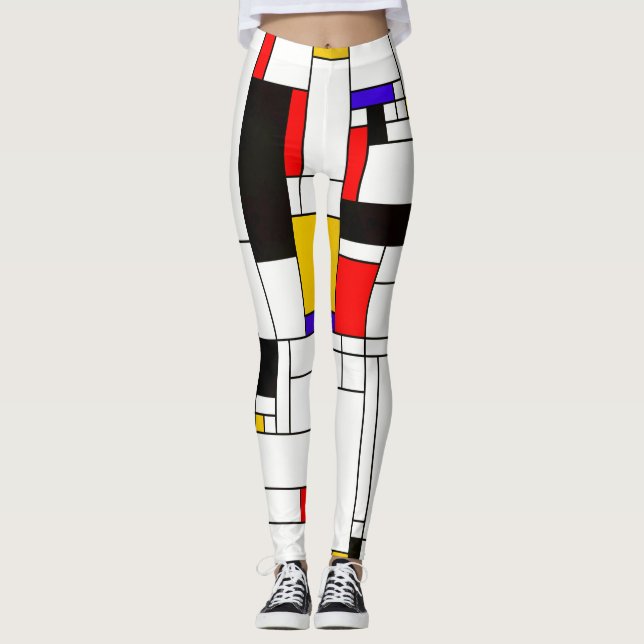 Konst för Mondrian stilabstrakt Leggings (Framsida)