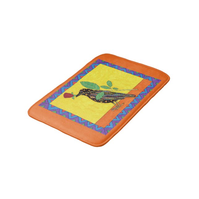 Konst för Oaxacan kråka- & röd rosmexikan Badrumsmatta (Vinklad)