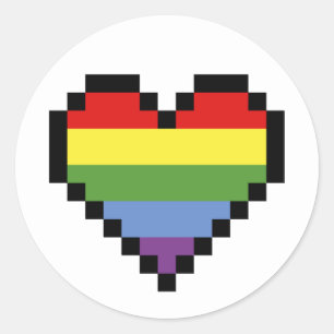 Konst för PIXEL för LGBT-regnbågepride Runt Klistermärke