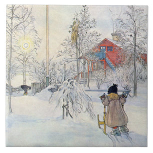 Konst för platsen för Carl Larsson vintersnö Kakelplatta