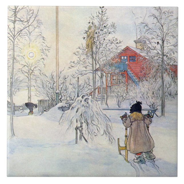 Konst för platsen för Carl Larsson vintersnö Kakelplatta (Framsidan)