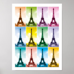 Konst för pop för Eiffel tornParis frankriken Poster