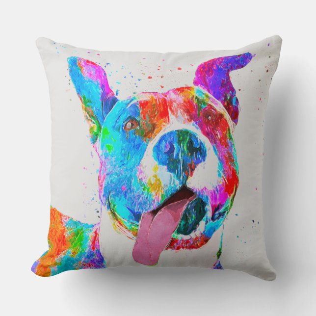 Konst för pop för groptjurTerrier färgrik Kudde (Framsida)