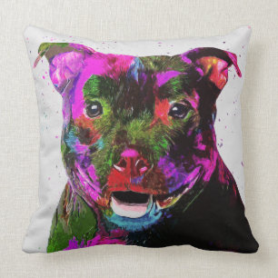 Konst för pop för Staffordshire Terrier färgrik Kudde