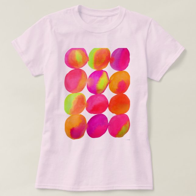 Konst för pop för vattenfärgneonfläckar t shirt (Design framsida)