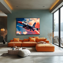 Konst för popkonst Fighter Jet - Svep Aviation Art Poster