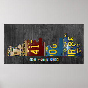 Konst för registreringsskylt för Detroit Michiga Poster