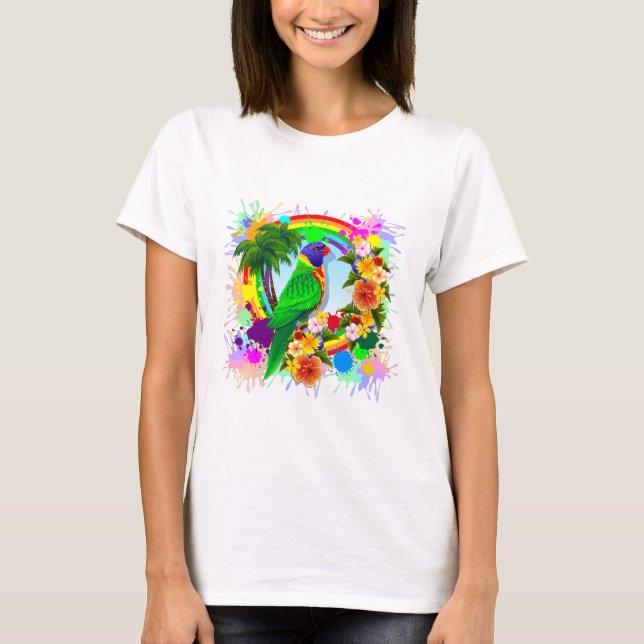 Konst för regnbågeLorikeet papegoja Tee Shirt (Framsida)