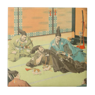 Konst för samurai för Hideyoshis patiensvintage Kakelplatta