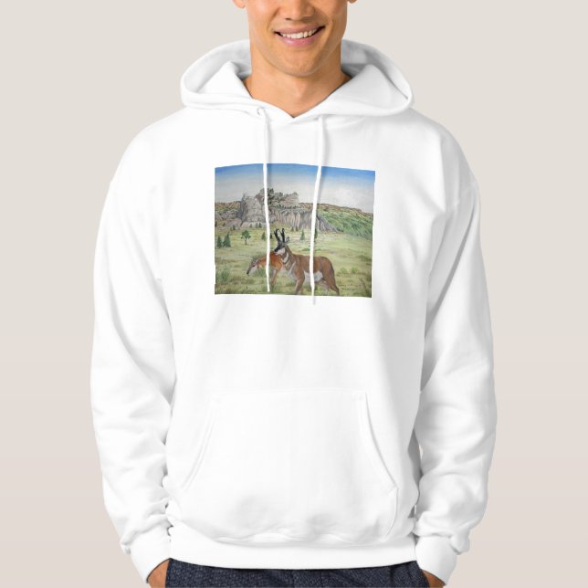 Konst för Sandhills Pronghorn antilopdjurliv Sweatshirt (Framsida)