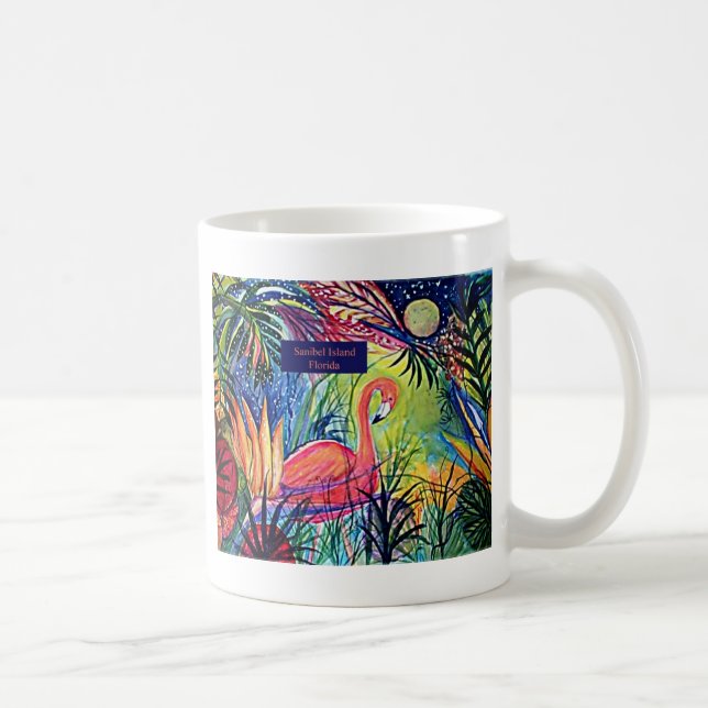 Konst för Sanibel öFlamingo Kaffemugg (Höger)