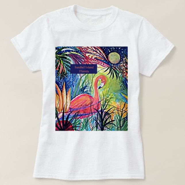 Konst för Sanibel öFlamingo T-shirt (Design framsida)