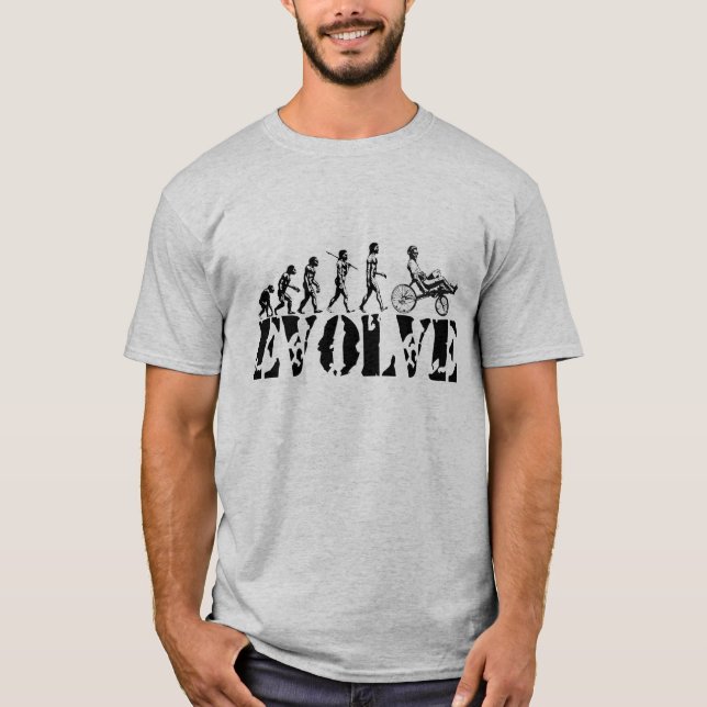 Konst för sportar för tillbakalutad cykelevolution t shirt (Framsida)