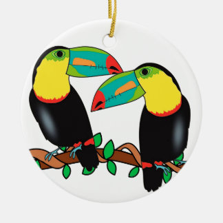 Konst för Toucan fågelkärlek Julgransprydnad Keramik