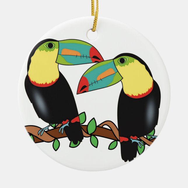 Konst för Toucan fågelkärlek Julgransprydnad Keramik (Framsidan)