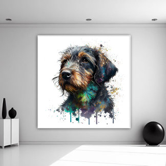 Konst för vattenfärg i cute-kabelhölje med doachsh poster