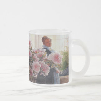 Konst för vintage för Carl Larsson Azalea blom- Frostad Glasmugg