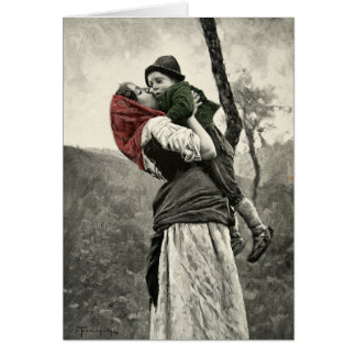 Konst för vintage för kyss för barn för Son för Hälsningskort