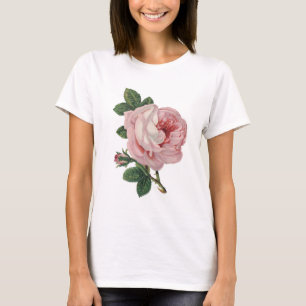 Konst för vintage för rosa rosblommarblom t-shirt