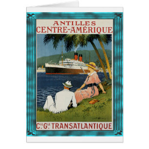 Konst för vintageAntilles kryssning Hälsningskort