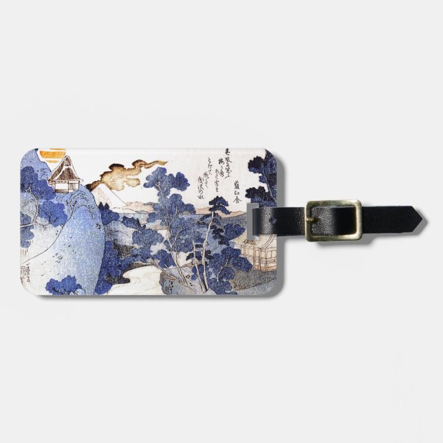 Konst för vintageblåttjapan bagagebricka (Horisontell Framsida)