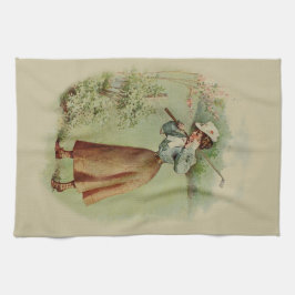 Konst för vintagegolfspeldam kökshandduk