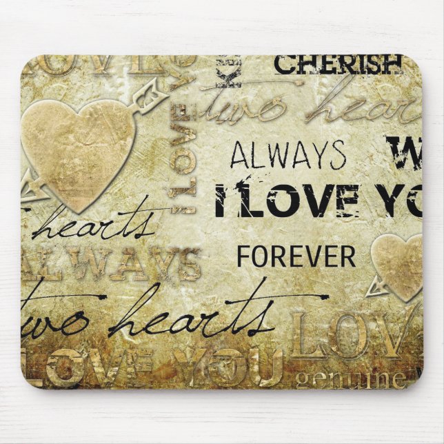 konst för vintagekärlekhjärta musmatta (Framsidan)