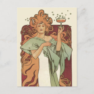 Konst från Art Nouveau, Champagne av Alphonse Much Vykort