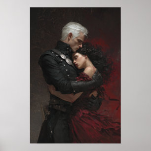 Konst från fantasybok, huvudkaraktärer som omfamna poster
