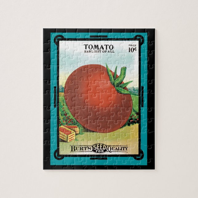 Konst från gammalt fröpaket, Burt's Seed Tomato Pussel (Vertikal)
