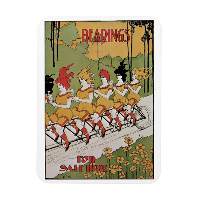 Konst från jugend, tandemcykel magnet (Vertikal)