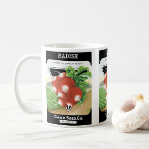 Konst från vintage fröpaketsetikett, scharlakansrö kaffemugg