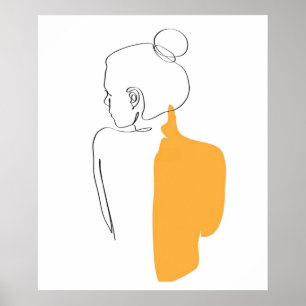konst, gult, minimalistisk, modern, kvinna poster