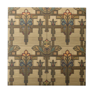 Konst & Hantverk Craftsman och Mission Style blom- Kakelplatta