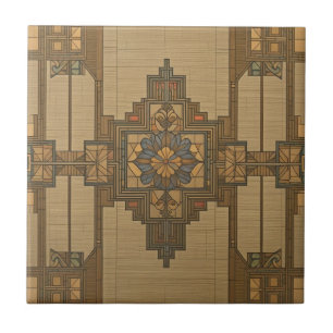 Konst & Hantverk Craftsman och Mission Style blom- Kakelplatta