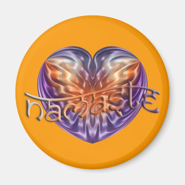 Konst Hjärtan NAMASTE | orange Magnet (Framsidan)