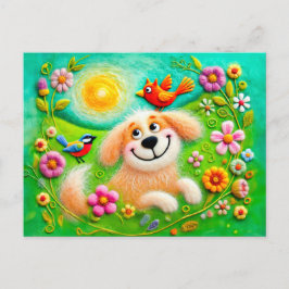 Konst Hundar-uppmjukning i en färgfull kläder Vykort