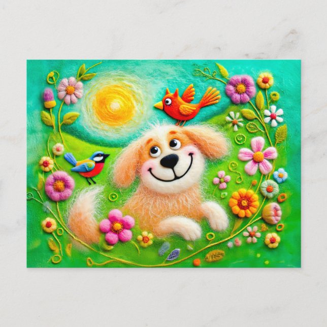 Konst Hundar-uppmjukning i en färgfull kläder Vykort (Framsida)