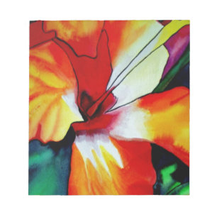 Konst i akvarell av orange hibiskus tropisk blomma anteckningsblock